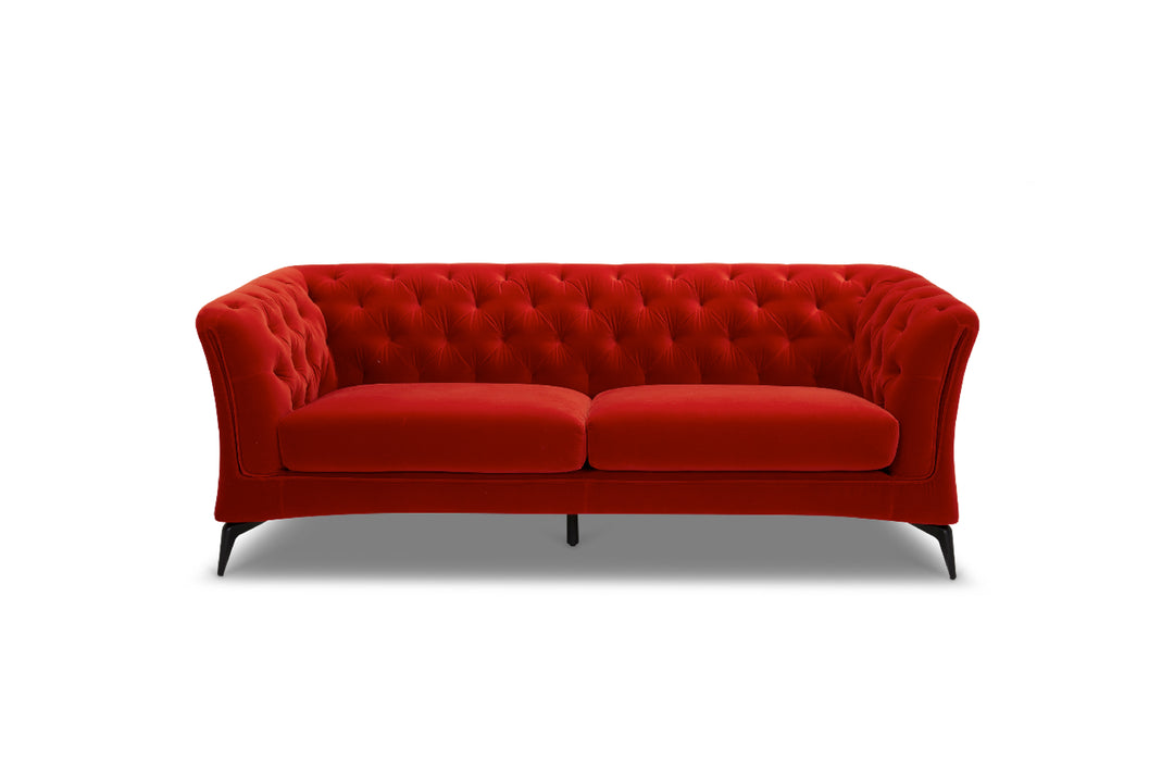 Red sofa on a white background