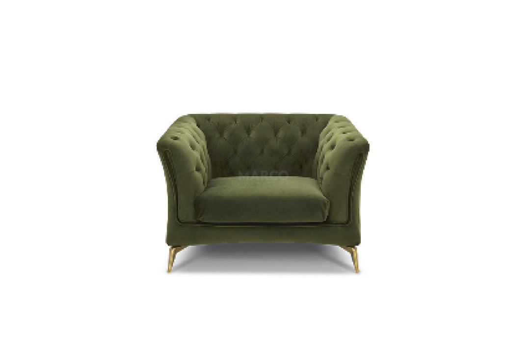 Winston Chesterfield Velvet Single Seat Sofa – Modern Lounge Chair