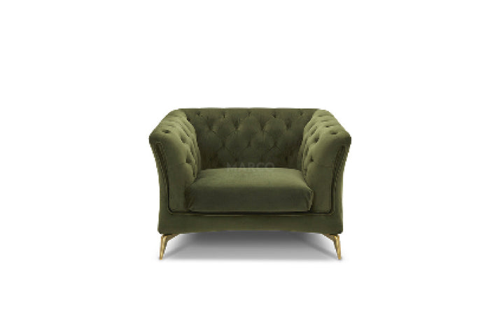 Winston Chesterfield Velvet Single Seat Sofa – Modern Lounge Chair
