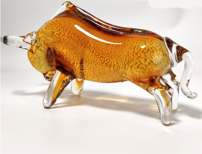 Bull Murano Style Glass In Gold