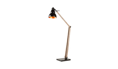 Floor lamp with black/gold inside gourd shade