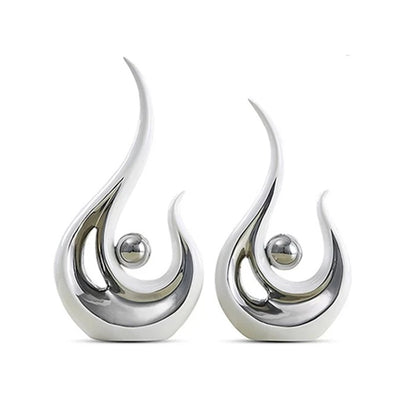 Silver White Ceramic Abstract Phoenix Figurines