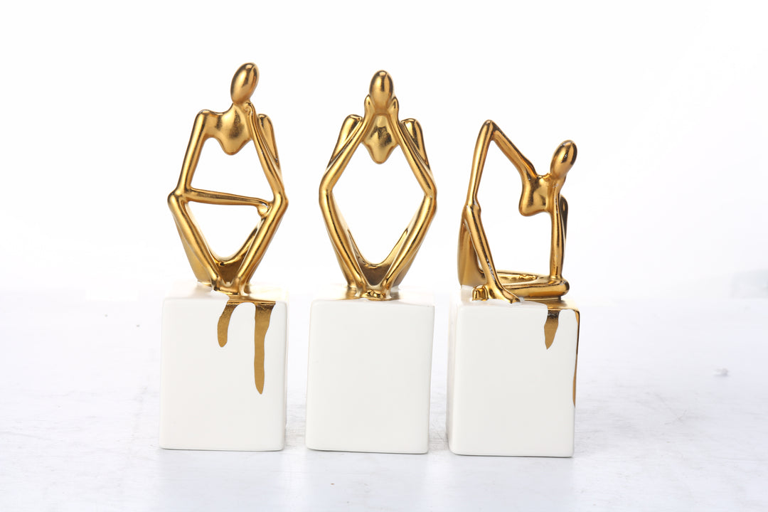 Nordic Creative Statue white and Gold D7 x H20 cm