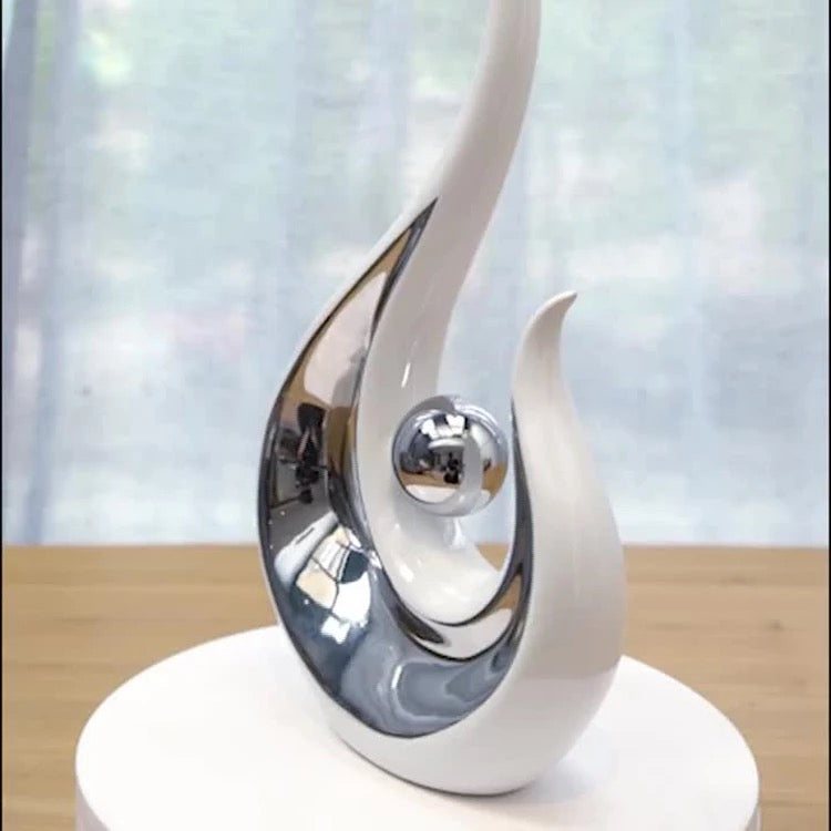 Silver White Ceramic Abstract Phoenix Figurines
