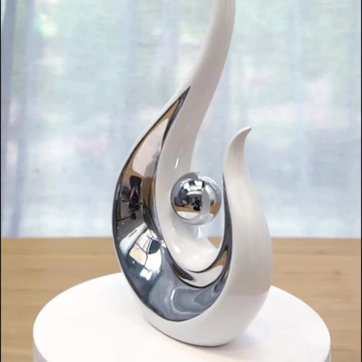 Silver White Ceramic Abstract Phoenix Figurines