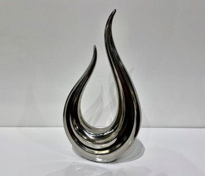 Silver Ceramic Abstraction Phoenix Figurines