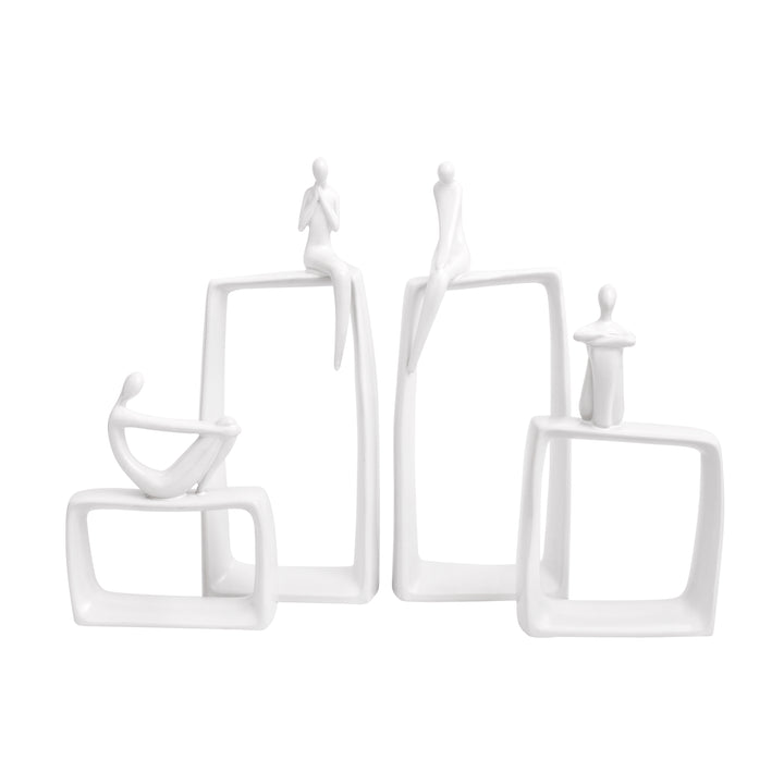 White Ceramic Abstract Art Statue